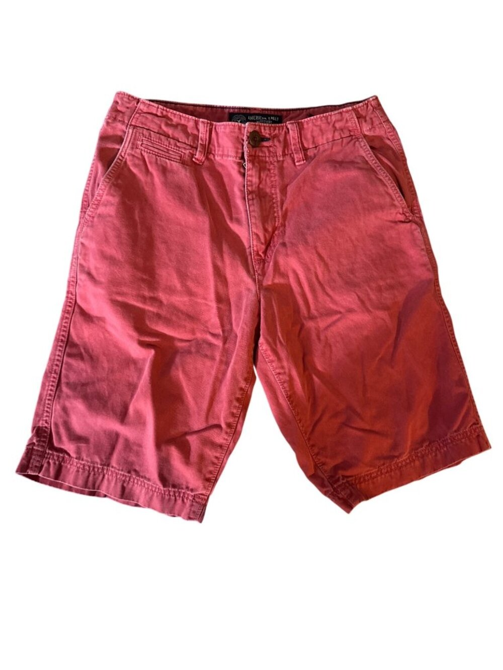 American Eagle Outfitters Mens Longer Length Red Casual Shorts Size 30 100% Cott